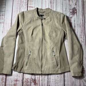 New Directions Light Beige Faux Leather Jacket